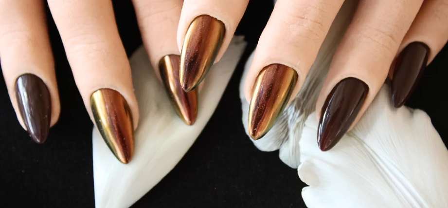brown chrome nails